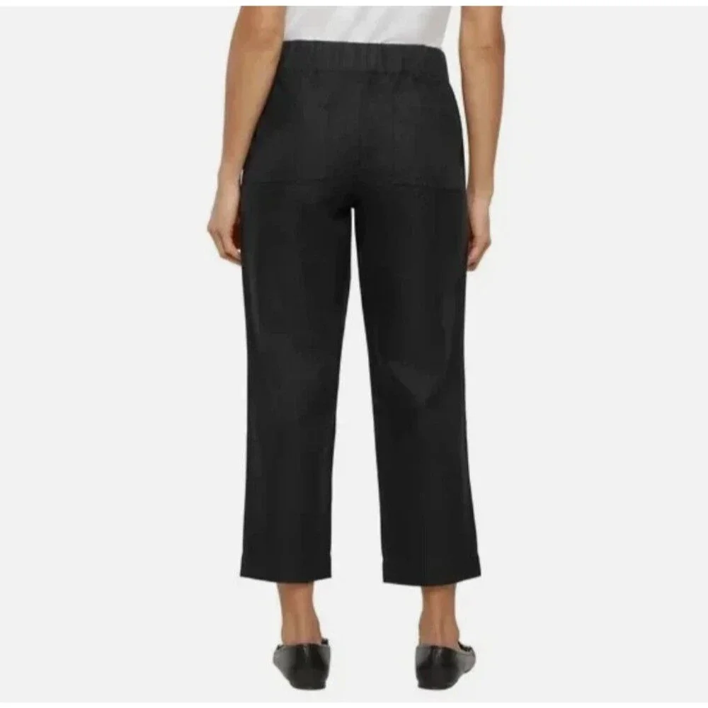 Banana Republic Women's XL True Black Tapered Crop Pull-On Linen Blend Pants